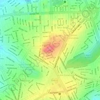 Mapa topográfico Morro da Serrinha, altitude, relevo