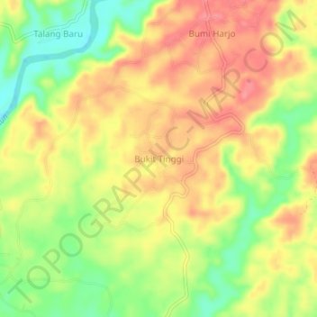 Mapa topográfico Bukit Tinggi, altitude, relevo