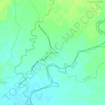 Mapa topográfico Guacoche, altitude, relevo