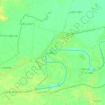 Mapa topográfico Jatitujuh, altitude, relevo