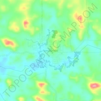 Mapa topográfico Nova União, altitude, relevo