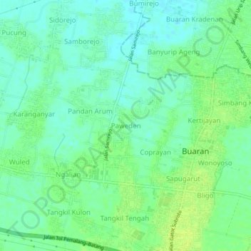 Mapa topográfico Paweden, altitude, relevo