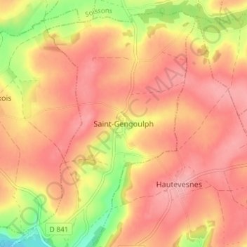 Mapa topográfico Saint-Gengoulph, altitude, relevo