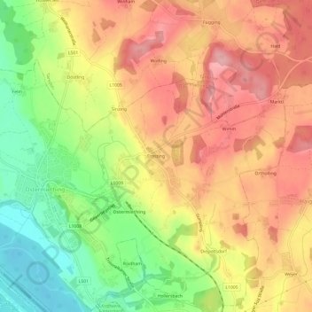Mapa topográfico Ernsting, altitude, relevo