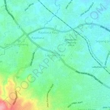 Mapa topográfico Labuhan Ratu, altitude, relevo
