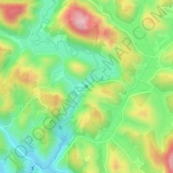 Mapa topográfico Cachoeira, altitude, relevo