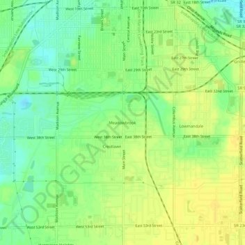 Mapa topográfico Meadowbrook, altitude, relevo