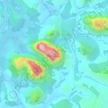 Mapa topográfico Pedra Invejada, altitude, relevo