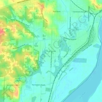 Mapa topográfico Mud Center, altitude, relevo