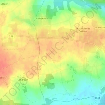 Mapa topográfico Couabot, altitude, relevo