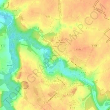 Mapa topográfico Équillemont, altitude, relevo