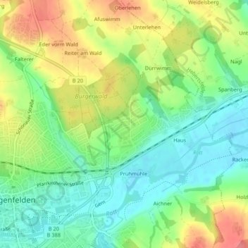 Mapa topográfico Zellhub, altitude, relevo