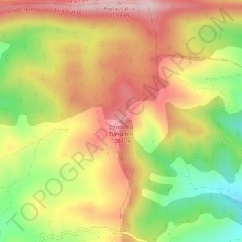 Mapa topográfico Cerro del Turullón, altitude, relevo