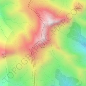 Mapa topográfico Pico do Calçado, altitude, relevo