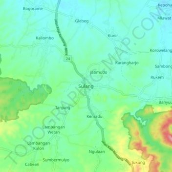 Mapa topográfico Sulang, altitude, relevo