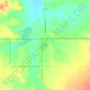 Mapa topográfico Whiteclay, altitude, relevo