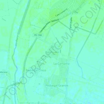 Mapa topográfico Narihualá, altitude, relevo