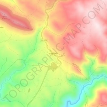 Mapa topográfico Falgueiras, altitude, relevo