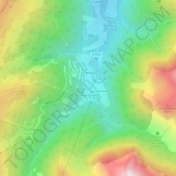 Mapa topográfico Fond de France, altitude, relevo