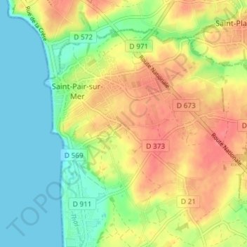 Mapa topográfico Les Troix Croix, altitude, relevo