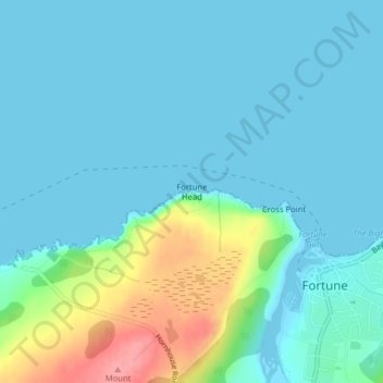 Mapa topográfico Fortune Head, altitude, relevo