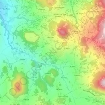 Mapa topográfico La Coste, altitude, relevo