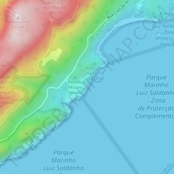 Mapa topográfico Lapa de Santa Margarida, altitude, relevo