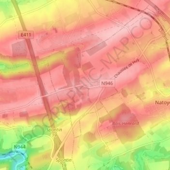 Mapa topográfico Mianoye, altitude, relevo