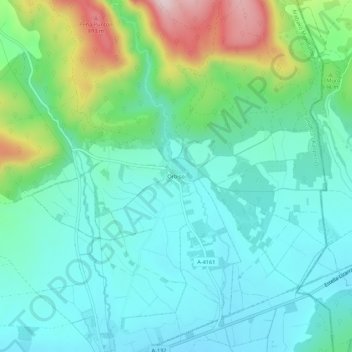 Mapa topográfico Orbiso, altitude, relevo