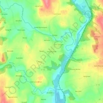 Mapa topográfico Saint-Rivalain, altitude, relevo