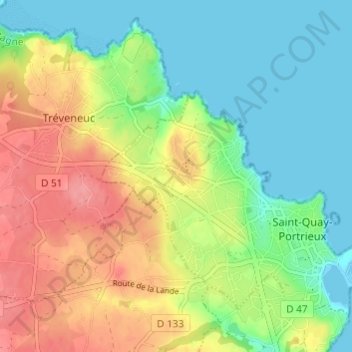 Mapa topográfico Kertugal, altitude, relevo