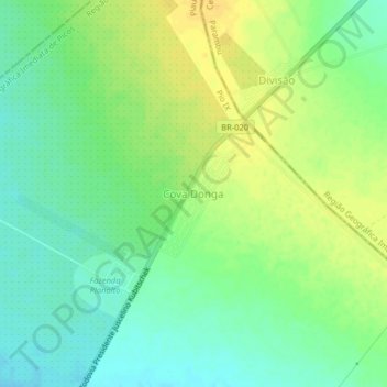 Mapa topográfico Cova Donga, altitude, relevo