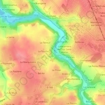 Mapa topográfico Le Pont, altitude, relevo