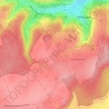 Mapa topográfico Saleille, altitude, relevo