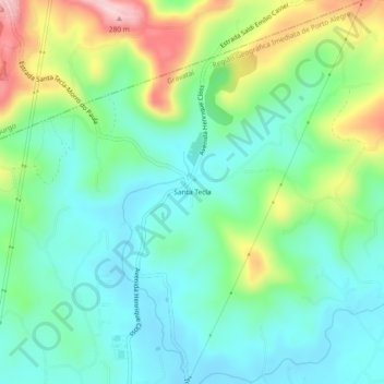 Mapa topográfico Santa Tecla, altitude, relevo