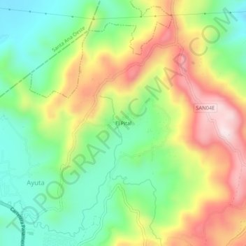 Mapa topográfico El Pital, altitude, relevo
