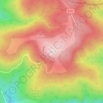 Mapa topográfico Pic de Nore, altitude, relevo