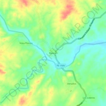 Mapa topográfico Riomar, altitude, relevo