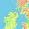 Mapa topográfico Northern Ireland, altitude, relevo