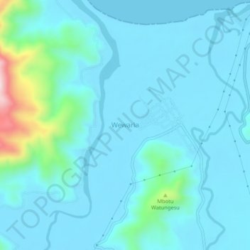 Mapa topográfico Wewaria, altitude, relevo