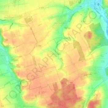 Mapa topográfico Ammerstetten, altitude, relevo