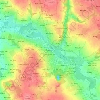 Mapa topográfico Toul an Aon, altitude, relevo