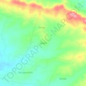 Mapa topográfico Sadah, altitude, relevo