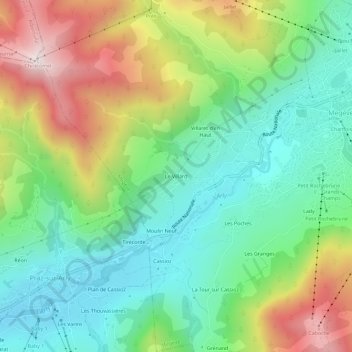 Mapa topográfico Le Villard, altitude, relevo