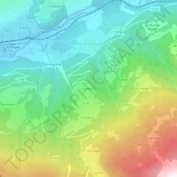 Mapa topográfico Le Villard, altitude, relevo