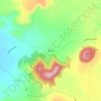 Mapa topográfico Arato, altitude, relevo