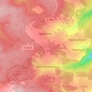Mapa topográfico Siehdichfür, altitude, relevo