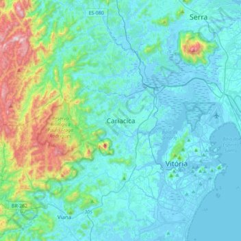 Mapa topográfico Cariacica, altitude, relevo