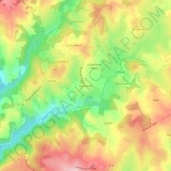 Mapa topográfico Larmandie, altitude, relevo