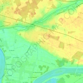 Mapa topográfico La Bretauche, altitude, relevo